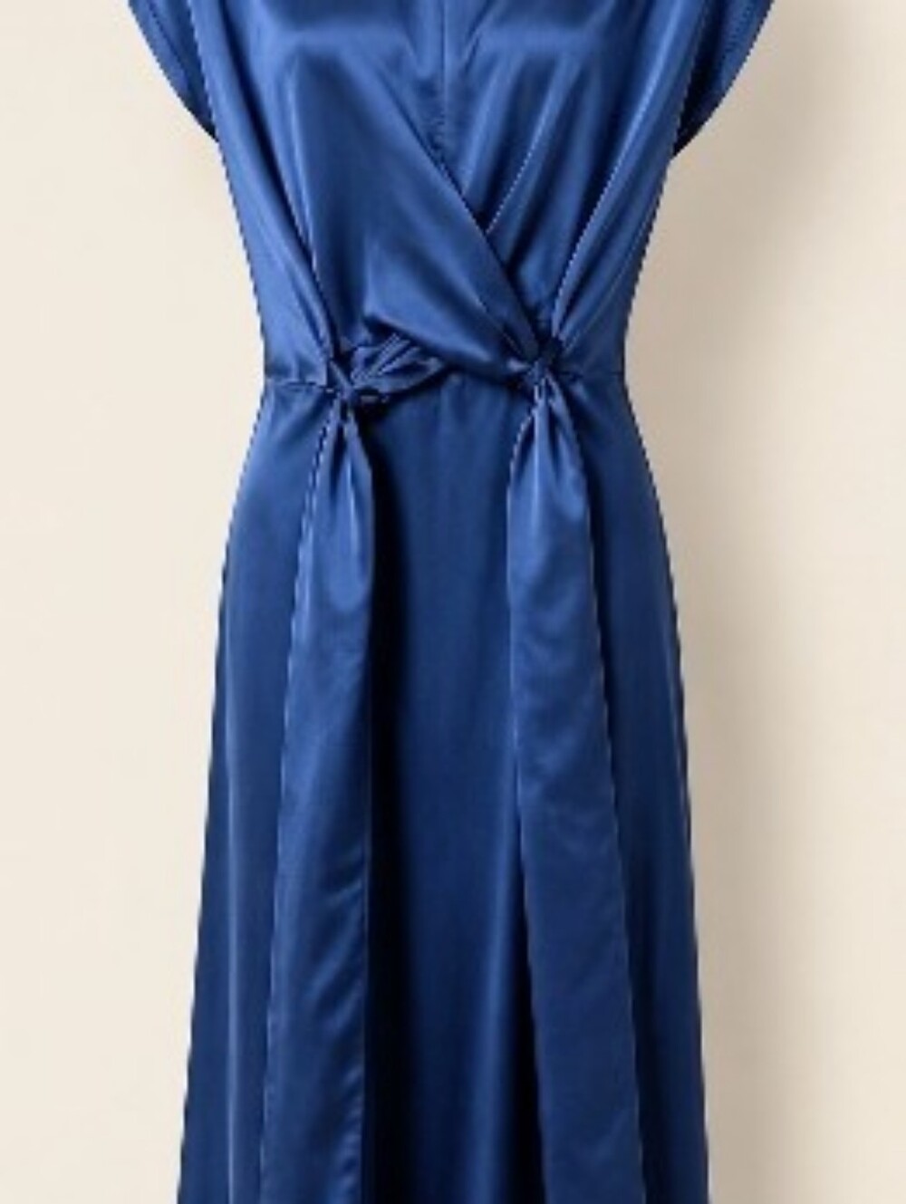 Elegant Blue Satin Wrap Maxi Dress